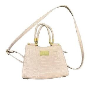 Pre-loved bebe Pale Purple Croc-Embossed Top-Handle Satchel/Crossbody